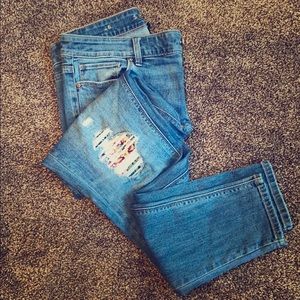 White House Black Market Embroidered Skinny Jeans